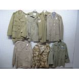 Seven Post War British Military Lightweight/Tropical Jackets, United Nations badge noted.