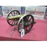 A Model of An Early XIX Century Artillery Cannon, probably based on French design, wood and brass