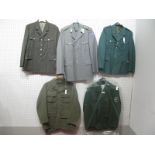 Five Post War German Military Tunics.