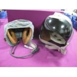 A 1960's English Pilots/Air Crew Helmet with Sun Visor by Helmets Ltd of Wheathampstead, finished in