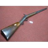 A Mid XIX Century Fowling Percussion Shotgun, damage to various areas and copper wrist repair.