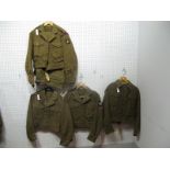 Four Post War British Military Battle Dress and Blouses, including Airborne and Yeomanry.