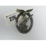 A German WWII Third Reich Anti-Aircraft Battle Badge, stamped to rear Brehmer Kirchen.