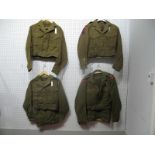 Four Post War British Military Battle Dress Blouses, all Officers, Yorkshire and Devons noted.