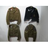 Four Post War British Military Battle Dress Blouses, Colonels and Chaplains noted.