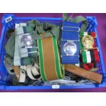 A Quantity of Mid XX Century and Later Predominately Military Belts and Associated Items,