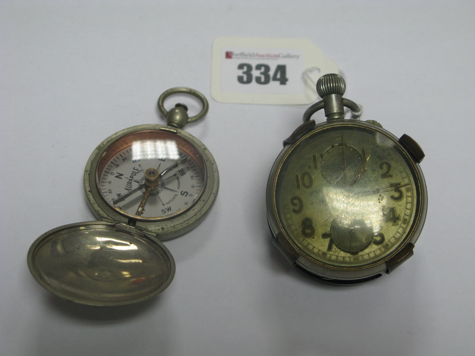 A WWII Period Pocket Watch with Aircraft Mounting, no makers mark or WD arrow, however inscribed