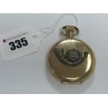 Waltham USA; A Gold Plated Case Hunter Pocketwatch, signed dial with Arabic numerals and seconds