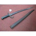 A XIX Century French Sword Bayonet, with metal sheath, significant wear to many areas.