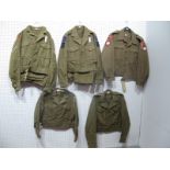 Five Post War British Military Battle Dress Blouses, including West Yorkshire and Northumberland.