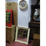 A White Painted Ornate Rectangular Shaped Wall Mirror, with bevelled glass, together with a