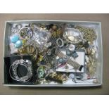 A Mixed Lot of Assorted Costume Jewellery, including a modern plaited bracelet, stamped "925", a