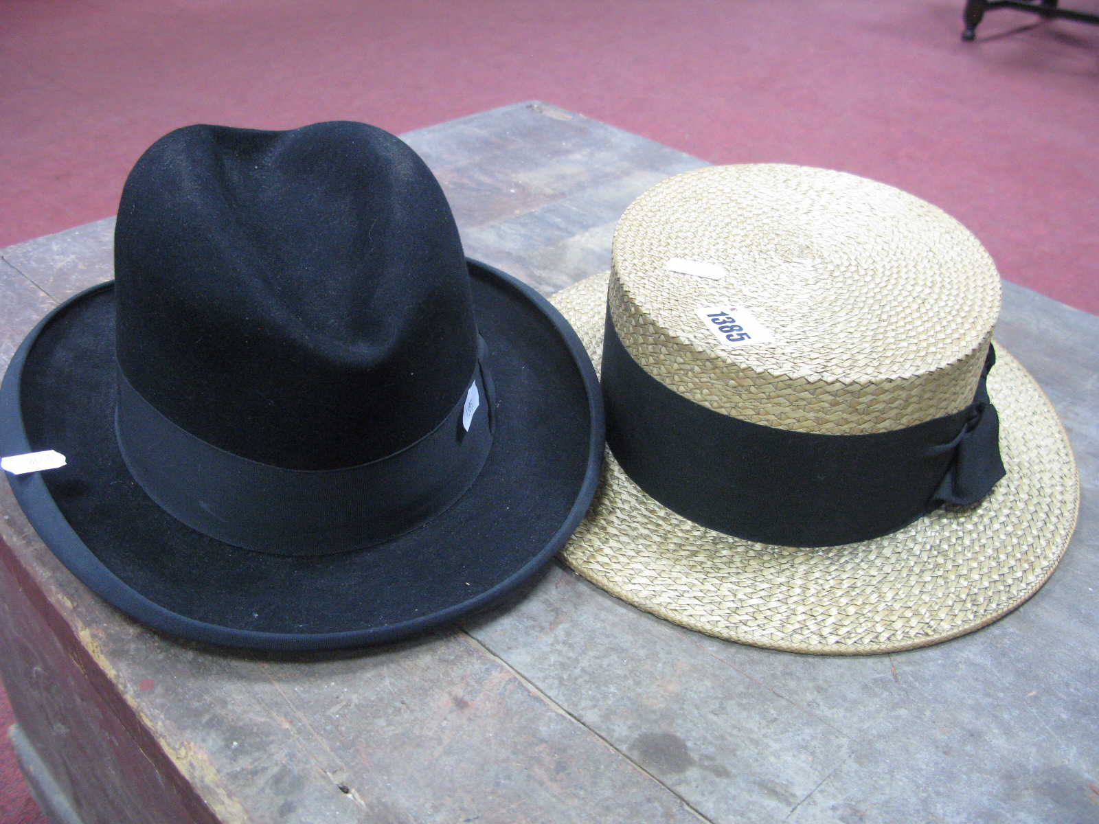 Tress & Co Straw Boater Hat, Circa 1920's For Booth & Mallinson, Huddersfield, 'Clubman' Black