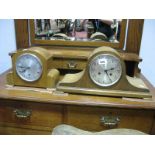 A 1920's "Napoleon Style" Oak Cased Mantel Clock, together with a Bentima walnut cased mantel clock.