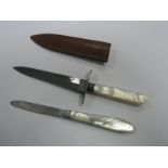 Dagger Venture by Slater Brothers of Sheffield, commando type blade mother of pearl handle 6½"