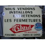 A Mid XX Century French Enamel Sign, for a shop installing windows and shutters etc.
