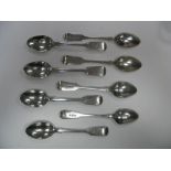 A Set of Eight Hallmarked Silver Fiddle Pattern Teaspoons, John Aldwinckle & Thomas Slater, London