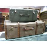 Wood and Metal Bound Travel Case, reptile effect sewing machine case. (2)