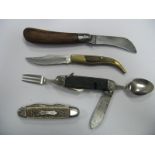 Penknives, stamped Ireland, Stag multi tool knife etc. (4)