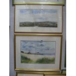 Norman Hughes The Blackmore Vale at Manrnhull, Dorset, signed lower left, 23 x 49.5cm, another of