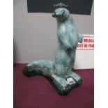 David Sharp, Rye Pottery Standing Otter (signature on base) in turquoise glaze 30cm high.