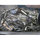 A Large Mixed Lot of Assorted Plated Cutlery, varying patterns/quantities:- One Box