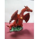 An Anita Harris Standing Dragon Figure, gold signed, 20cm high.