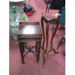 Hardwood, Chippendale Style Lamp table, together with a hardwood jardiniere stand. (2).