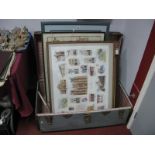 Tapestries, maps, prints etc, in travel trunk.