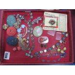 A Small Selection of Vintage Costume Jewellery, including a decorative panel style bracelet, with