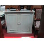 Nuovofibre Italian Blue Limed Effect Side Cupboard, with reeded sides, 101.5cm wide.