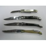 Penkinves, three Laguiole. plus one other Fight 'N Rooster, mother of pearl handle, three blades.(