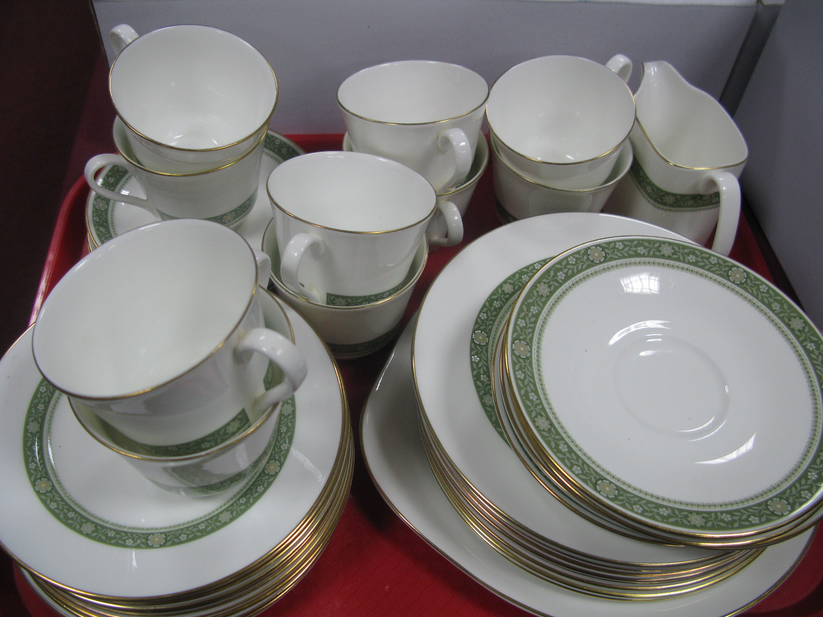 A Royal Doulton Tea Service 'Rondelay' Pattern, forty two pieces:- One Tray