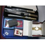 A Krug Baumen 'Tuxedo' Gents Wristwatch, (boxed), Ronson lighter, horn handled carving set, pocket