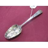 A Georgian Provincial Hallmarked Silver Berry Spoon, James Holt, Exeter 1783, engraved and