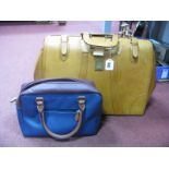 A Tan Pigskin Travel Bag, and a ladies handbag. (2)