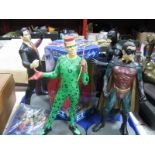 Four Resin Models of Batman, 32cm high, Robin, Joker and Riddler, boxed Hasbro E.T. four Diddymen