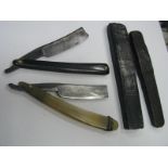 XIX Century Cut Throat Razors, one stamped John Bradbury on blade, on reverse of blade "Bradfield