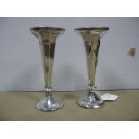 A Pair of Elkington & Co Hallmarked Silver Spill Vases, each of panelled tapering design, with