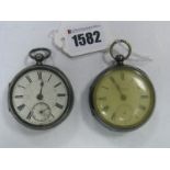 A Chester Hallmarked Silver Cased Openface Pocketwatch, (damages) within engine turned case;