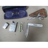 Silver Blades Pen Knife, circa mid XIX Century, having mother or pearl scales, spectacles,