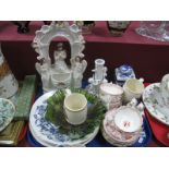 XIX Century Staffordshire Flatback Religious Figure Group, John Wesley plates, Chinese Garden tea