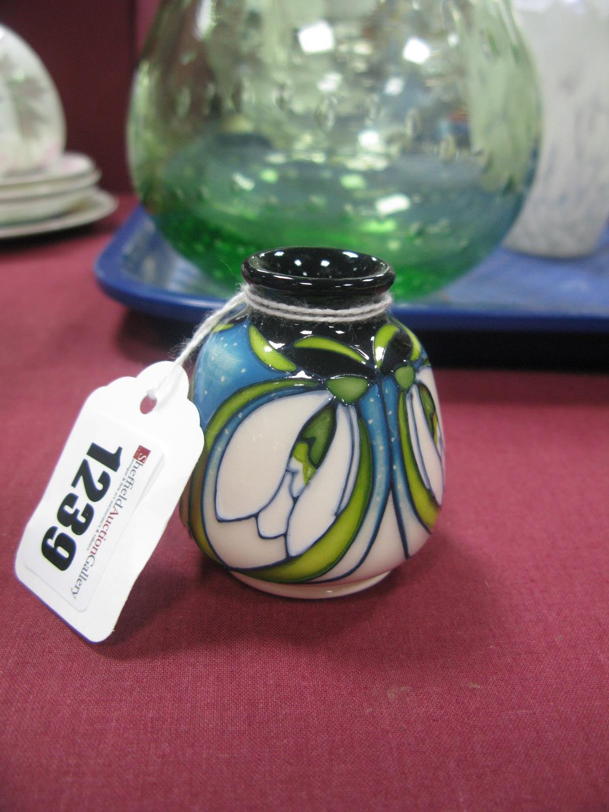 A Miniature Moorcroft Pottery Vase, painted in the 'Forde Abbey' pattern, designed by Vicky