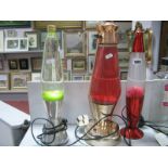 Mathmos Astro Baby Lava Lamp, with aluminium base, others with red and coppered mounts - all