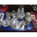 Assorted Plated Ware, including four bottle condiment stand (associated bottles), matching jug and