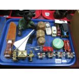 A Coronation Coach, Corgi toy, model of Concorde, bowie knife, etc:- One Tray