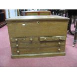 A Mid XX Century Oak Tool Chest, further fitted with two short and two long shallow drawers,