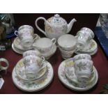 Shelley 'Columbine' Table Ware, of thirty one pieces including coffee pot.