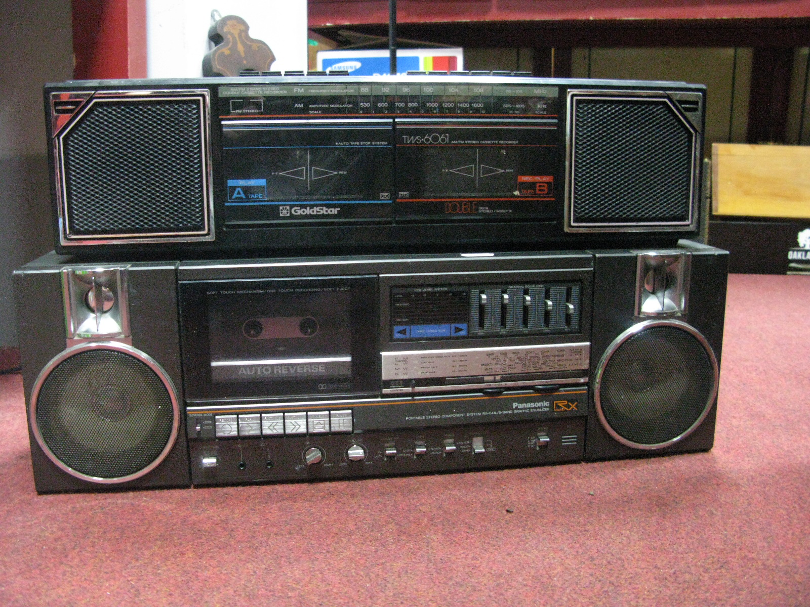 A Panasonic RX-C41L Portable Music Centre, Goldstar TWS-6661 example - both untested sold for