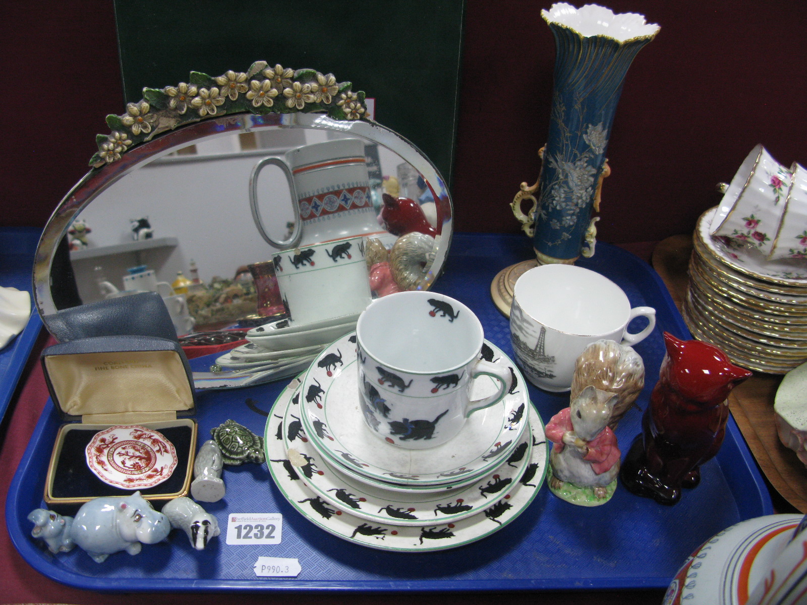 Royal Doulton Flambe Cart, Beswick Beatrix Potter, Timmy Tiptoes, Royal Worcester Vase Rd No.